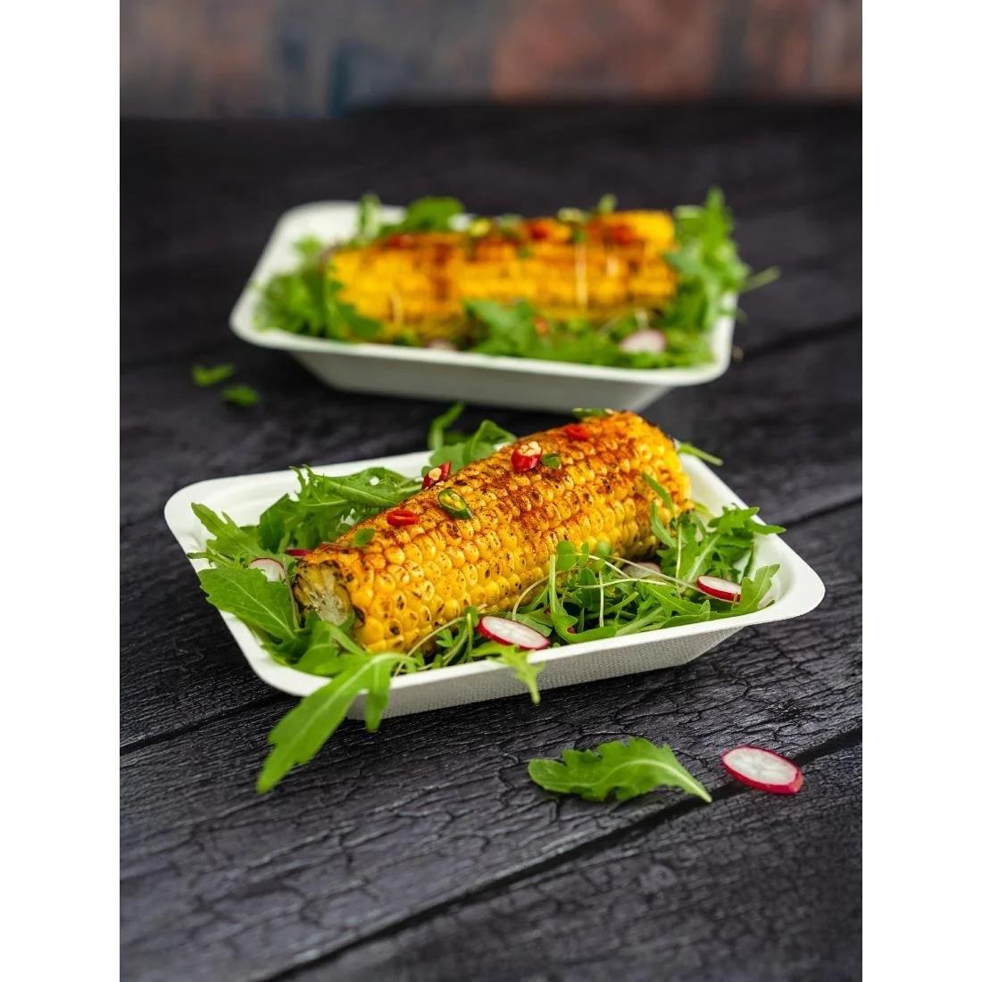 Vegware Nourish Moulded Fibre Chip Trays 16oz (500 Pack) - Image 2