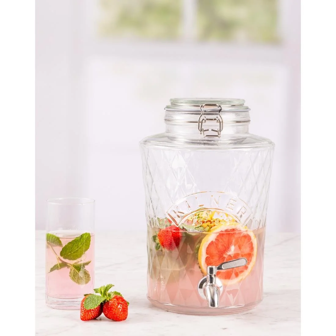 Kilner Clip Top Diamond Dispenser with Stainless Steel Tap 5Ltr - Image 3