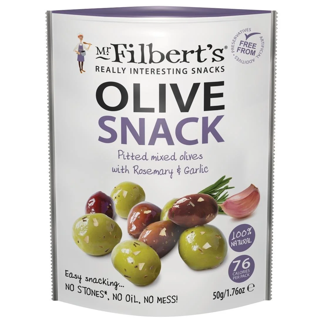 Mr Filbert's Grab and Go Rosemary & Garlic Olives (12 x 50g)