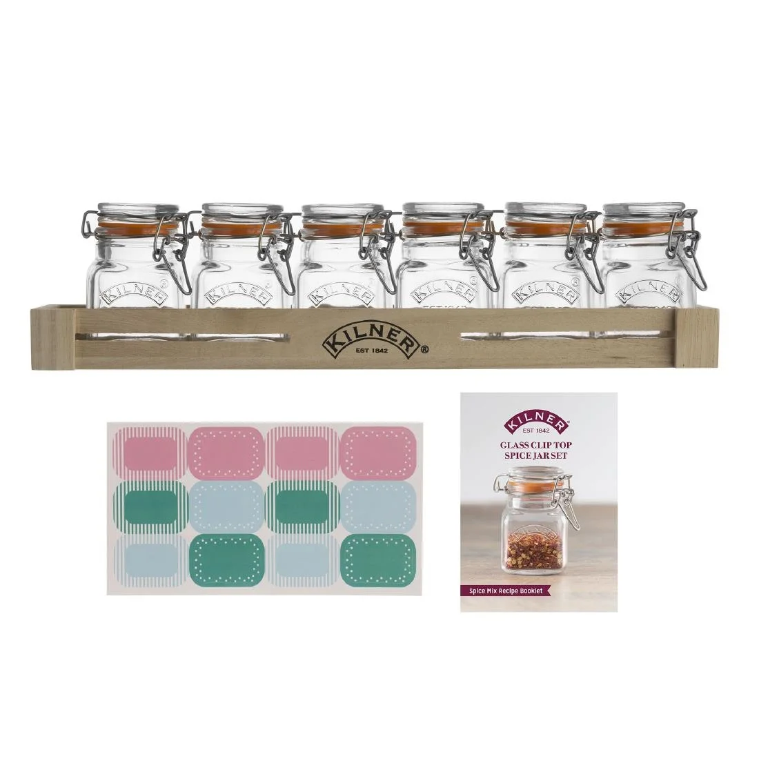 Kilner Glass Clip Top Spice Jar Set - Image 2
