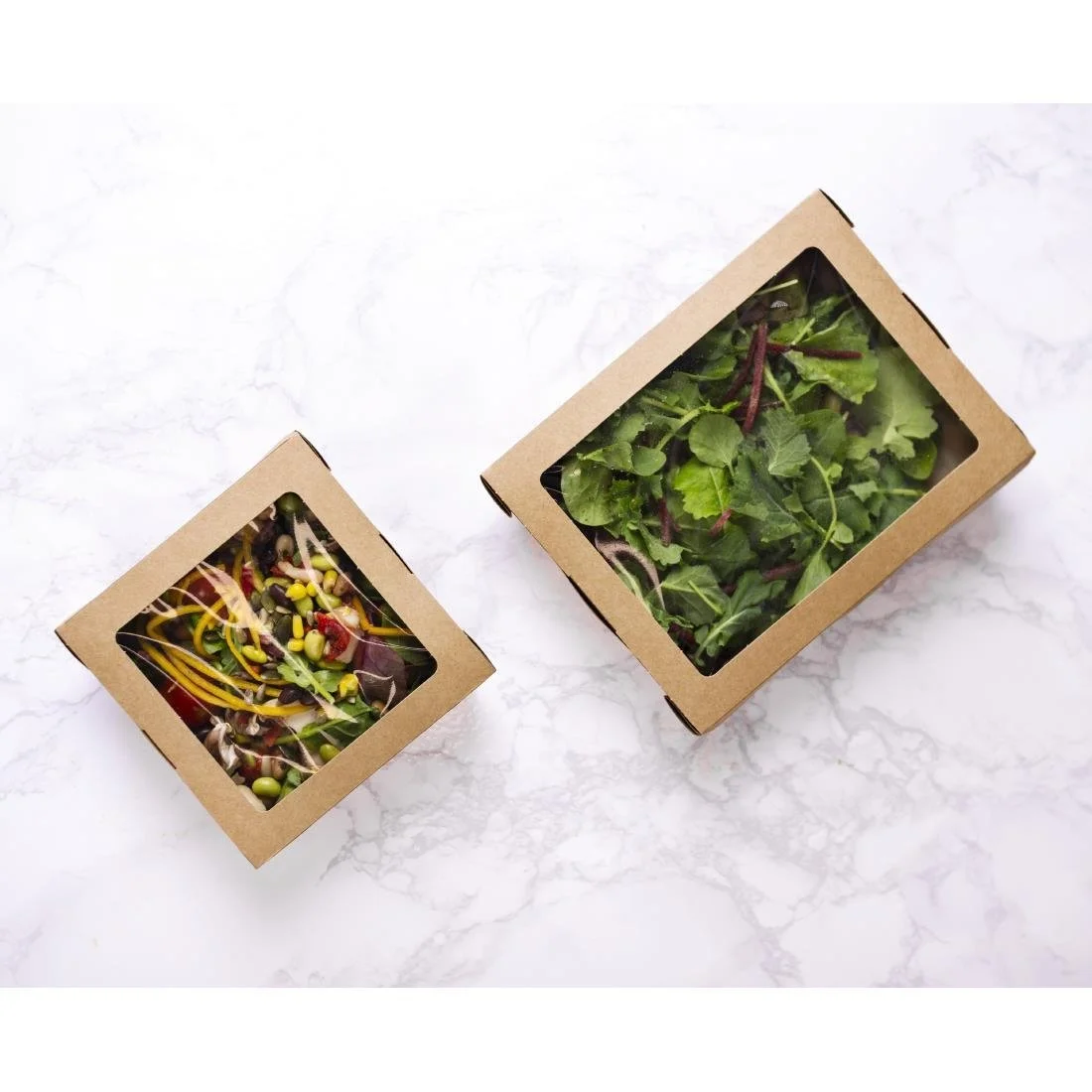 Vegware Salad Boxes with Window Kraft Medium 650ml (300 Pack) - Image 3