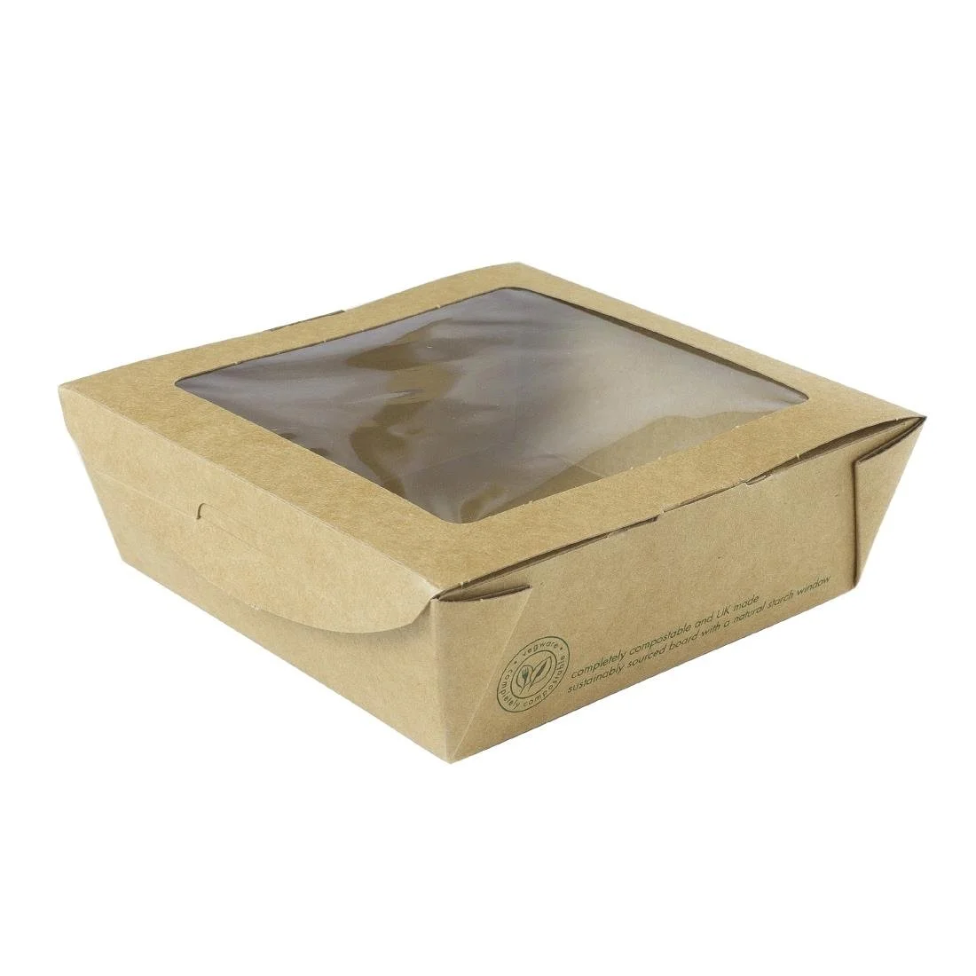 Vegware Salad Boxes with Window Kraft Medium 650ml (300 Pack) - Image 1