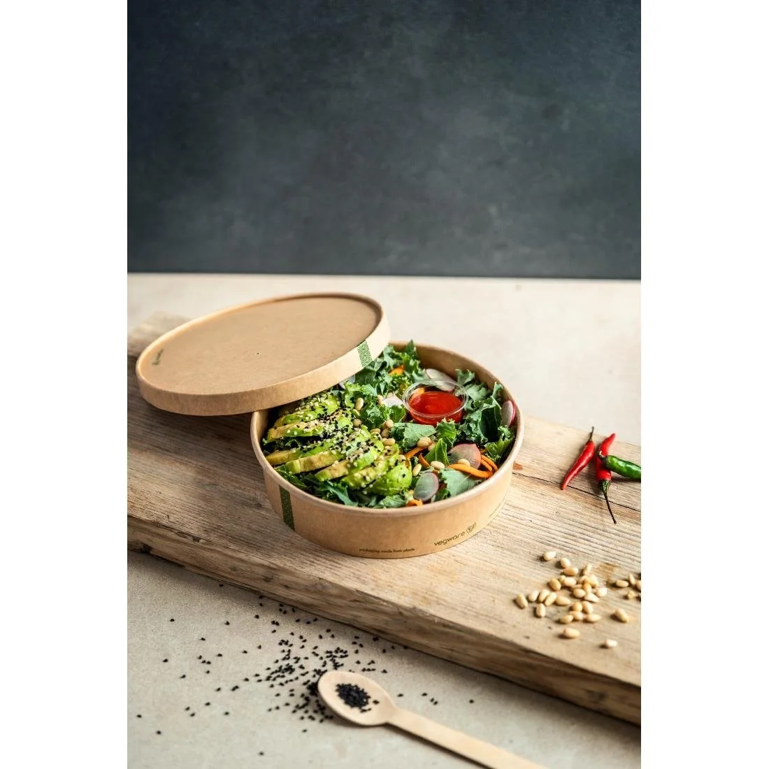 Vegware 185-Series Bon Appetit Kraft Food Bowls 26oz (300 Pack) - Image 3