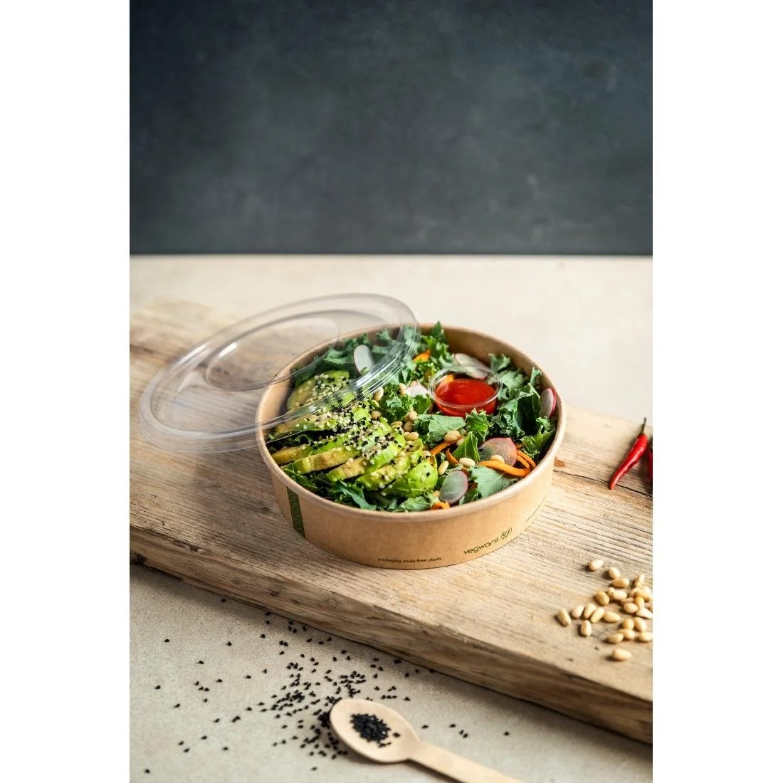 Vegware 185-Series Bon Appetit Kraft Food Bowls 26oz (300 Pack) - Image 4