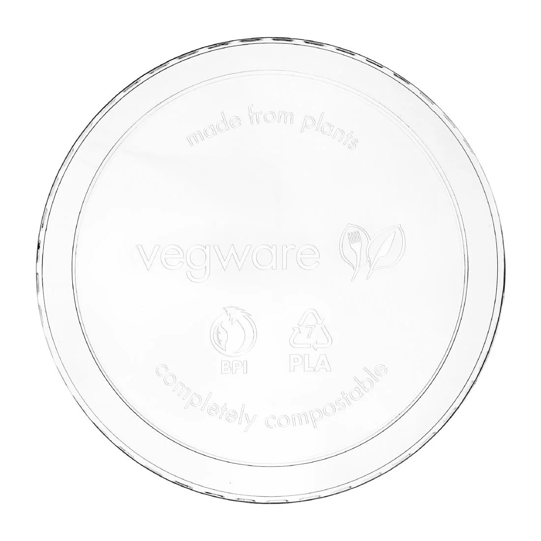 Vegware Round PLA Deli Pot Lids - Fits 8-32oz Pots (500 Pack)