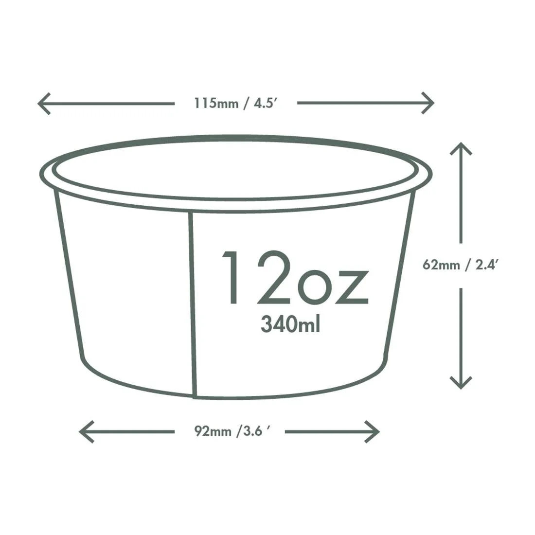 Vegware Soup Containers Green Tree 115-Series 340ml (500 Pack) - Image 3