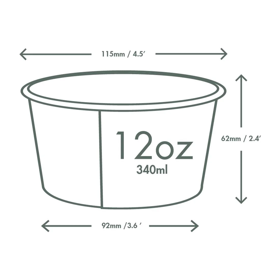 Vegware Soup Containers Green Tree 115-Series 340ml (500 Pack) - Image 3
