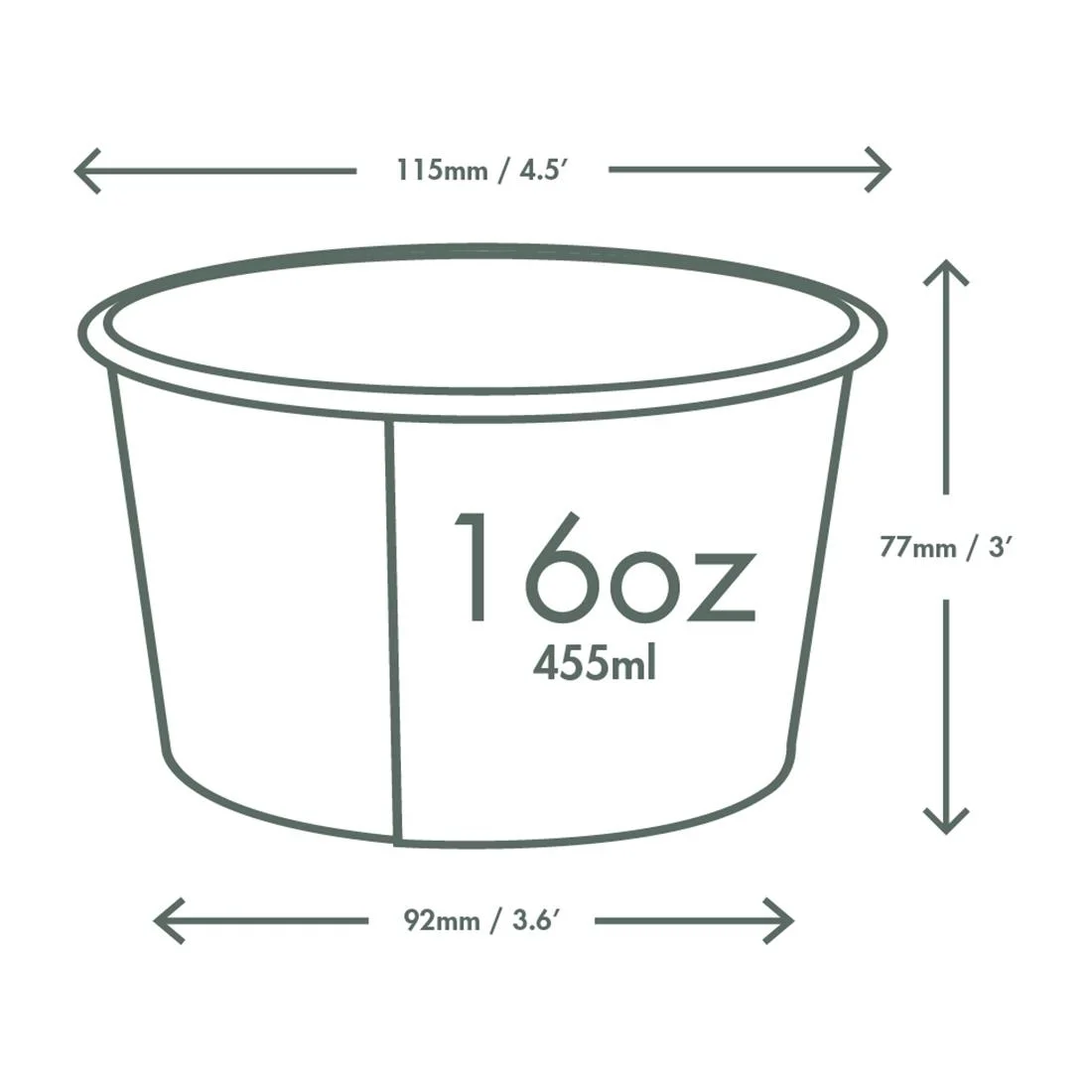 Vegware Soup Containers Green Tree 115-Series 455ml (500 Pack) - Image 2