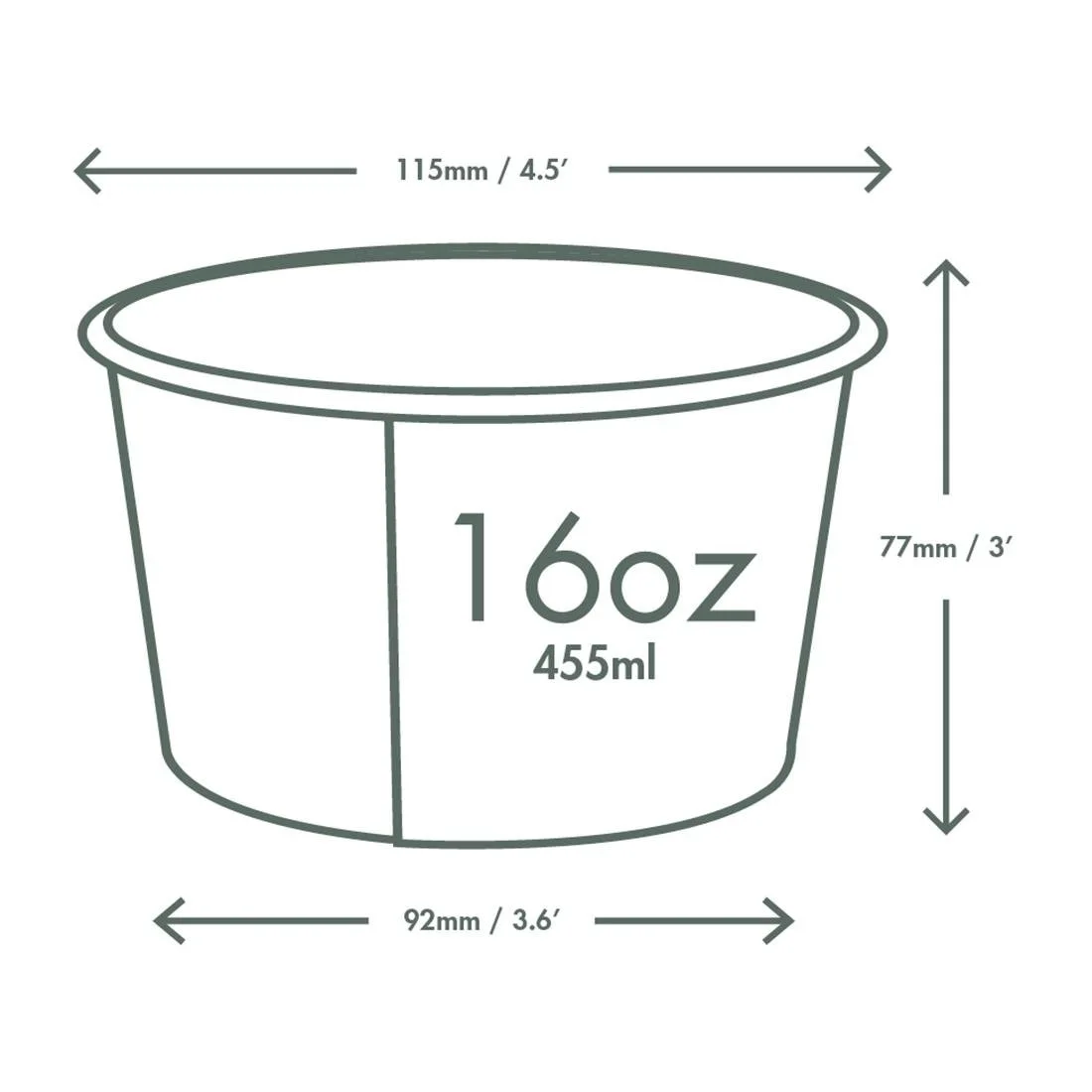 Vegware Soup Containers Green Tree 115-Series 455ml (500 Pack) - Image 2