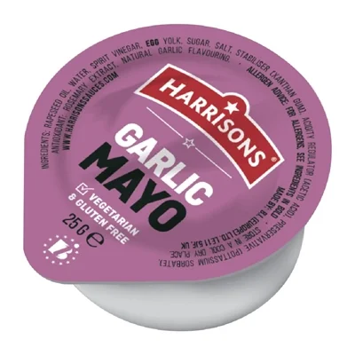 Harrisons Garlic Mayo Dip Pots 25g (100 Pack)