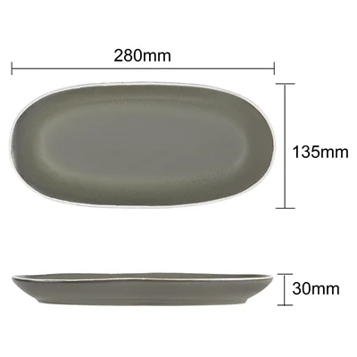 Olympia Chia Oval Plates Charcoal 280x135mm (6 Pack) - Image 5
