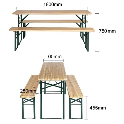 Bolero German Beer Bench and Table Set 1770x500mm - Image 6