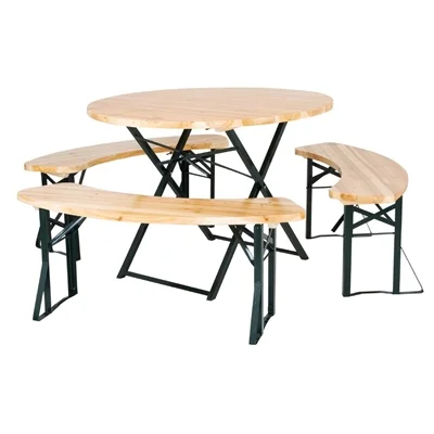 Bolero German Beer Bench and Round Table Set 1670x460mm - Image 3
