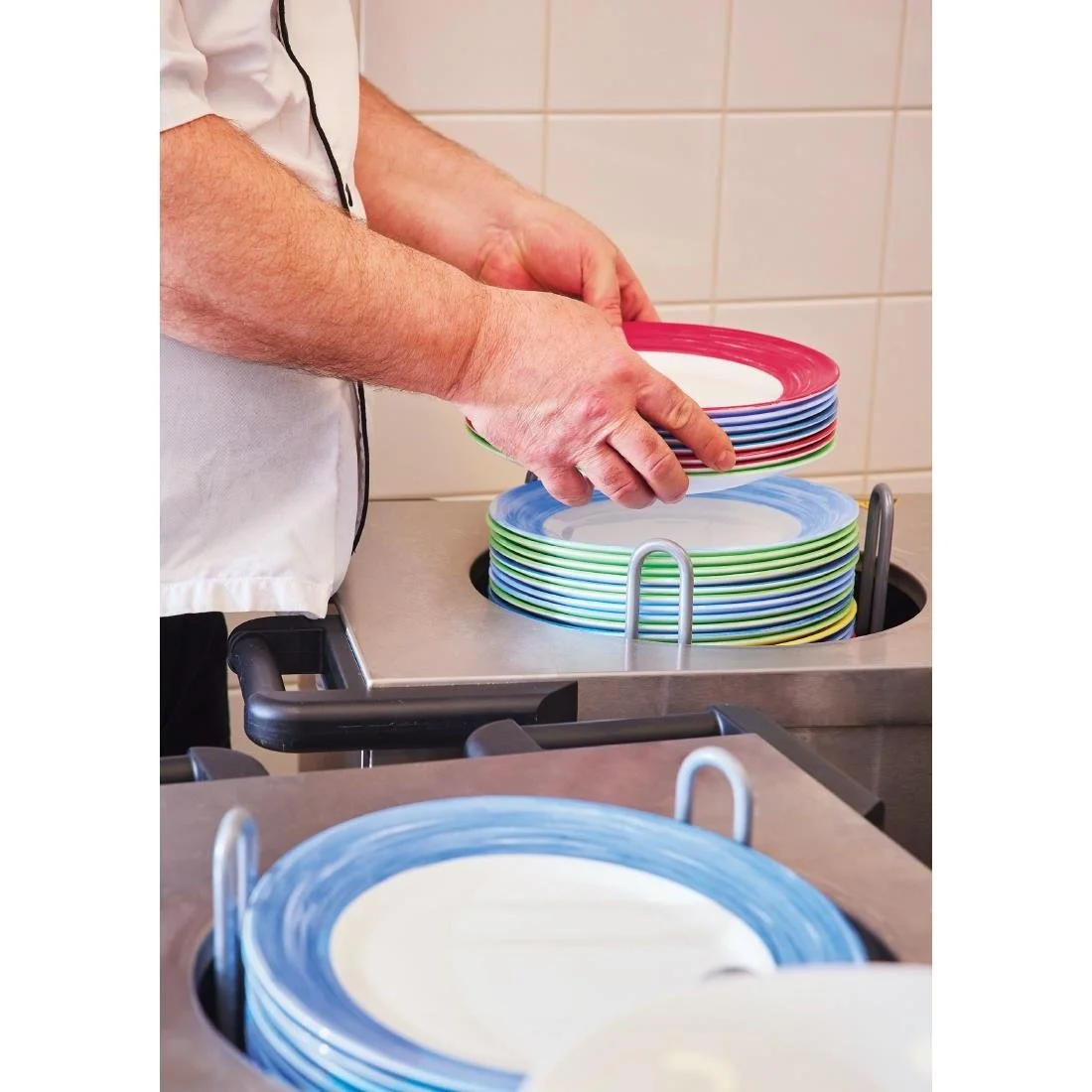 Arcoroc Brush Soup Plates Blue 225mm (12 Pack) - Image 4