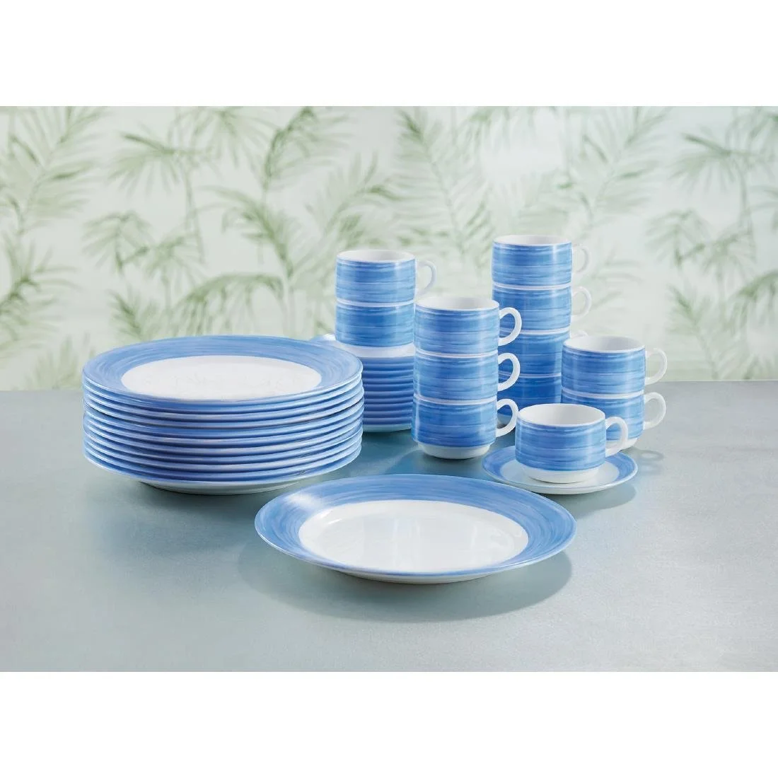 Arcoroc Brush Square Stacking Dishes Blue 110mm (24 Pack) - Image 2
