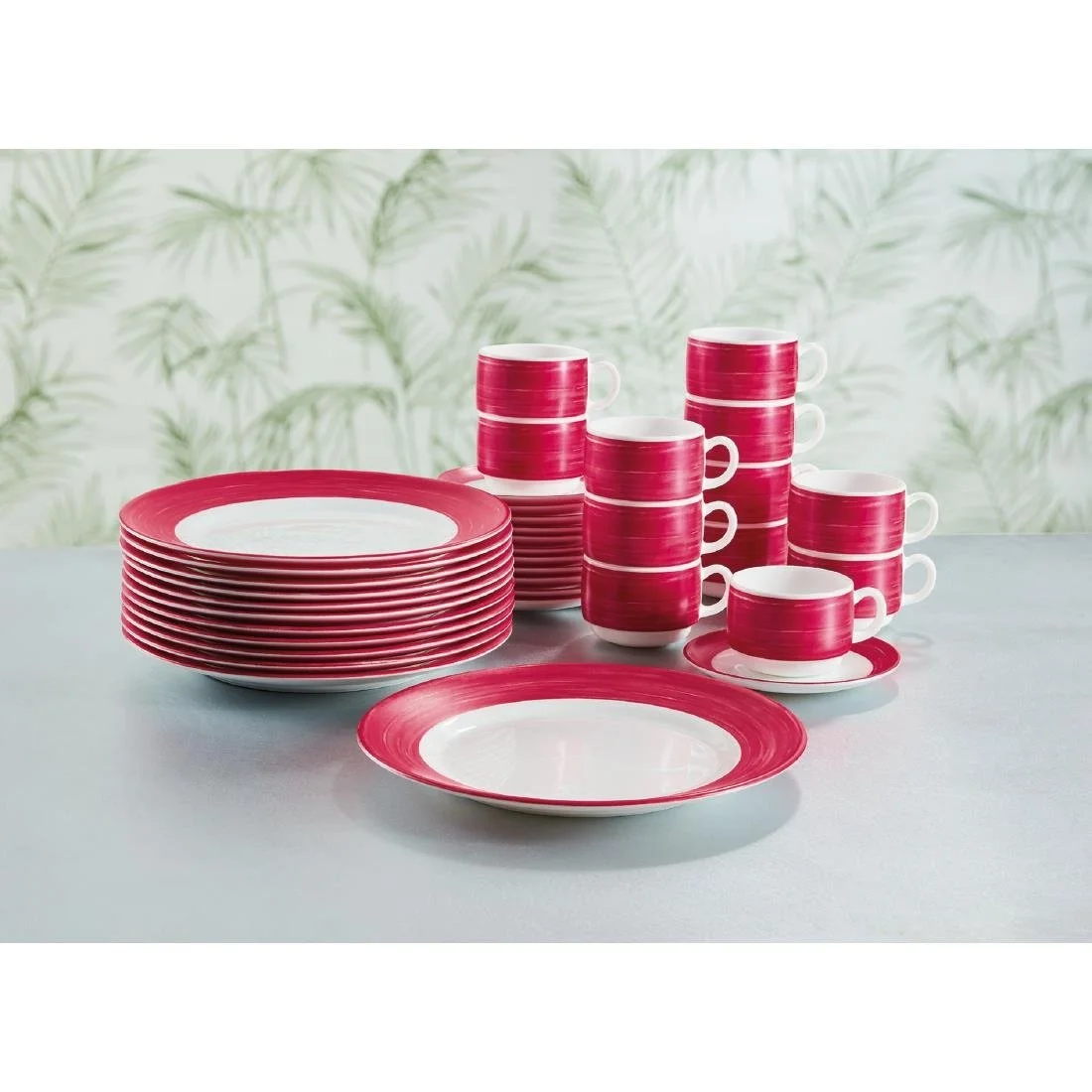 Arcoroc Brush Plates Cherry Red 252mm (12 Pack) - Image 3