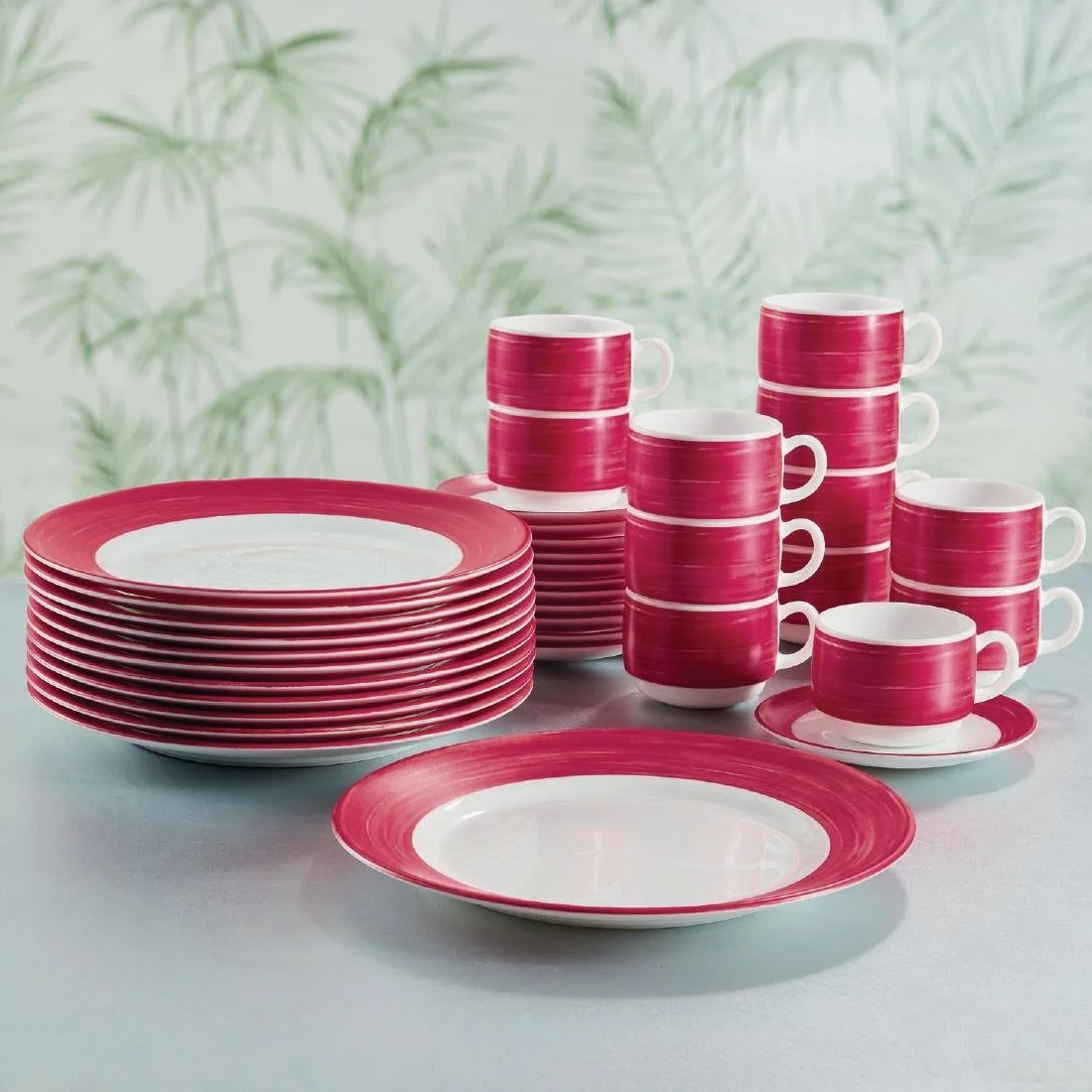 Arcoroc Brush Soup Plates Cherry Red 225mm (12 Pack) - Image 2