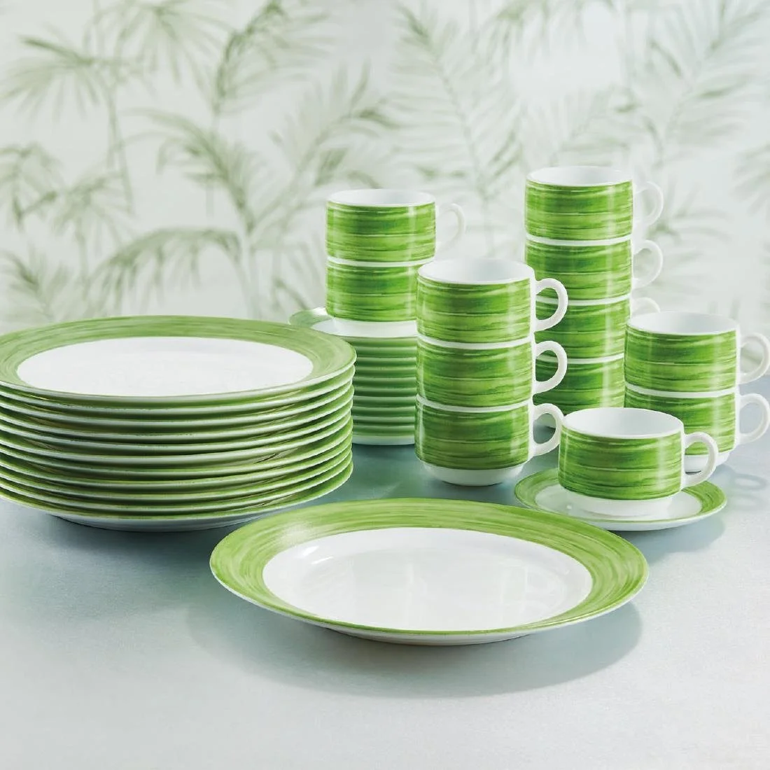 Arcoroc Brush Dessert Plates Green 195mm (12 Pack) - Image 6