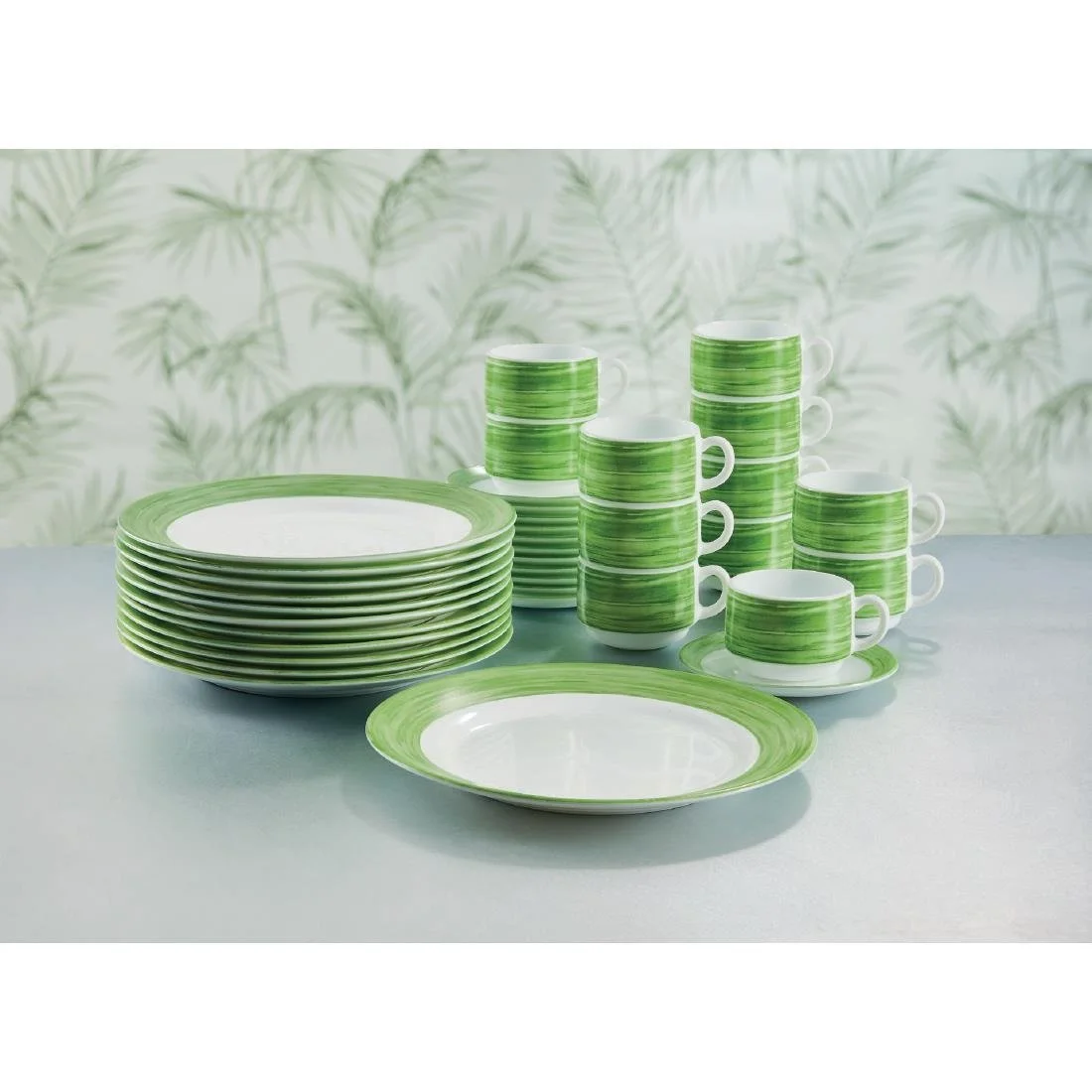 Arcoroc Brush Soup Plates Green 225mm (12 Pack) - Image 4