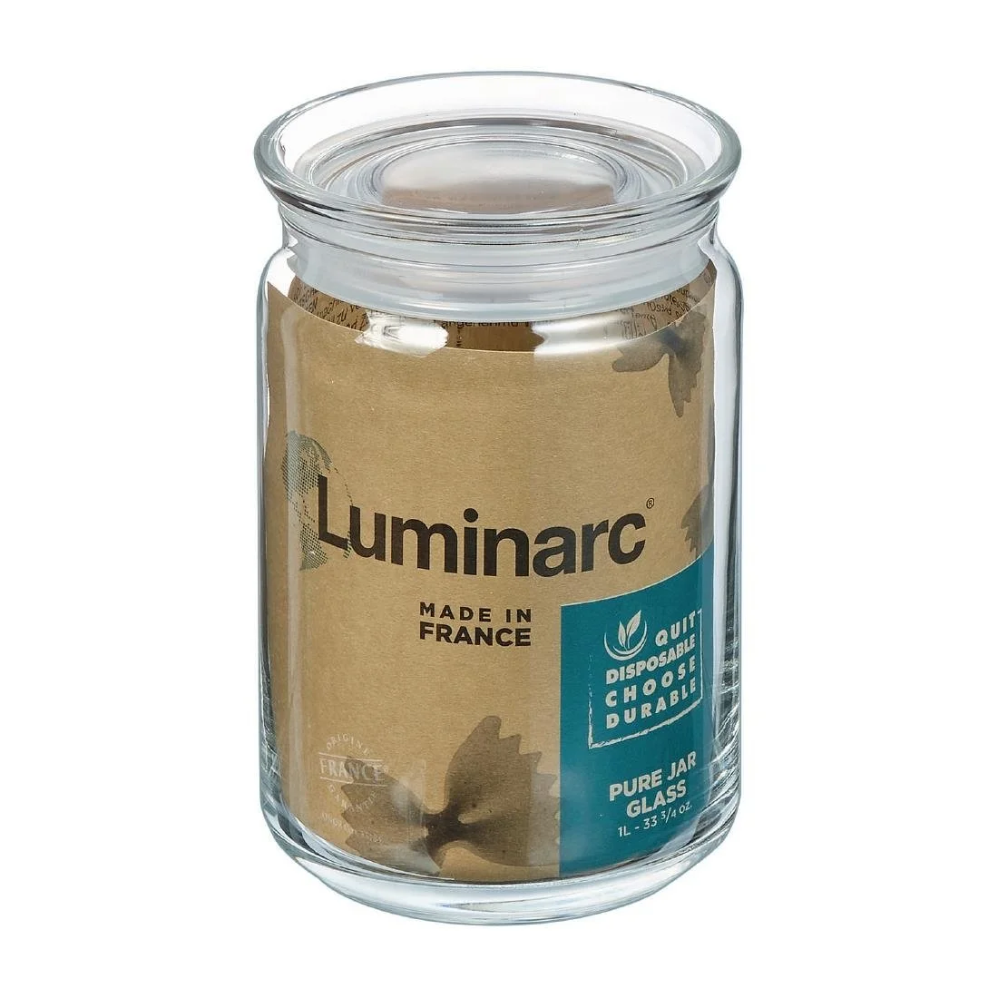 Luminarc Pure Jars with Glasses Lids 1Ltr (6 Pack) - Image 2