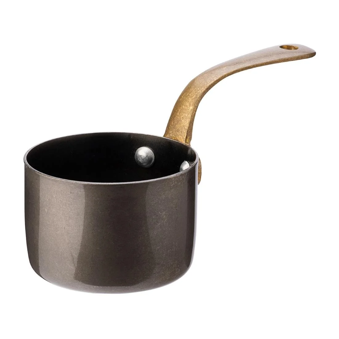 Utopia Vintage Steel Mini Saucepans Black 70mm (6 Pack)