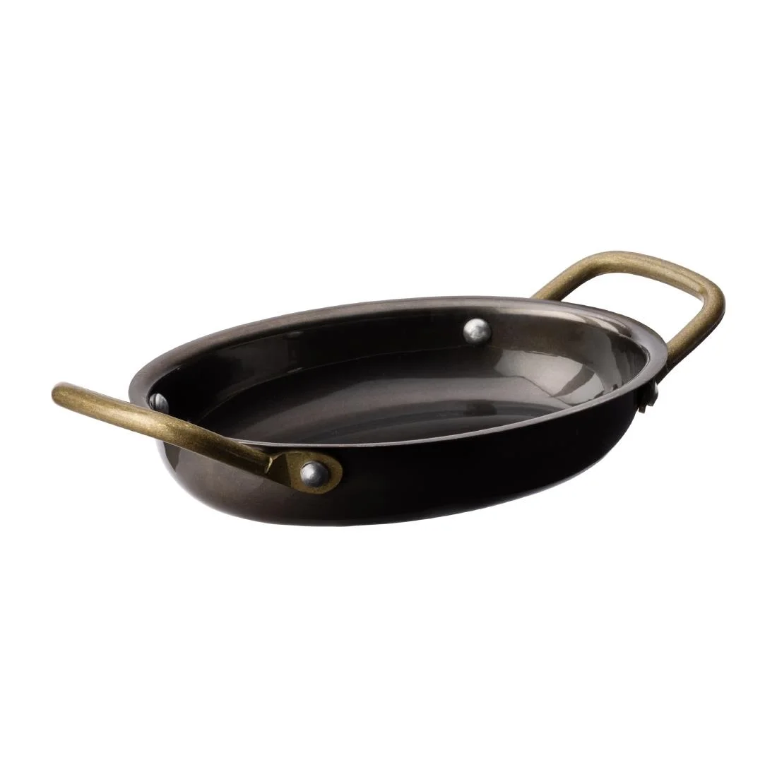 Utopia Vintage Steel Oval Dishes Black 165x125mm (6 Pack)