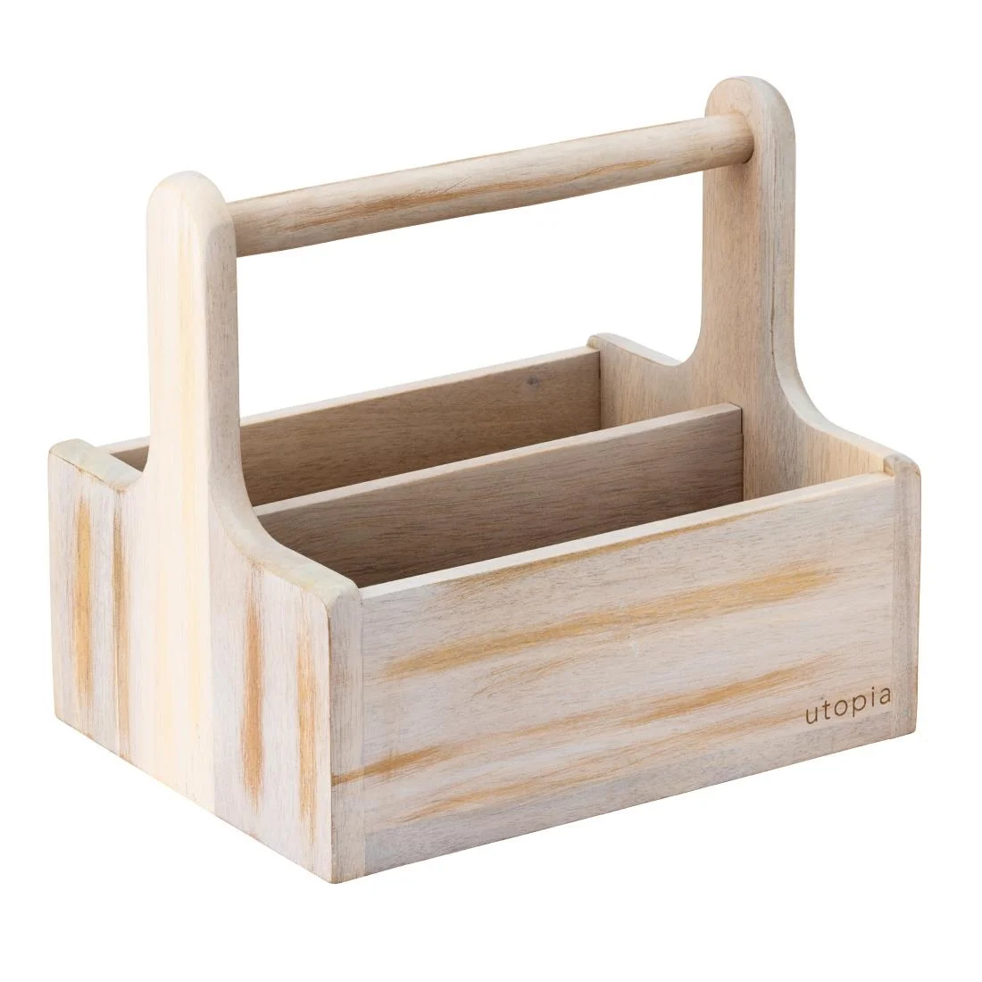 Utopia Medium Wooden Table Caddy White (2 Pack)