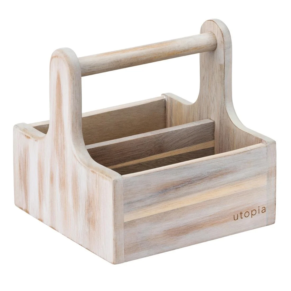 Utopia Small Wooden Table Caddy White (2 Pack) - Image 1