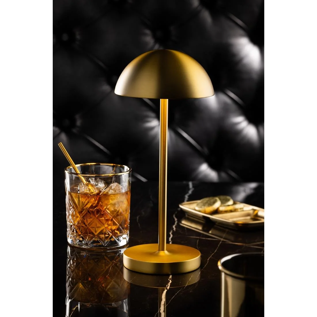 Utopia Tonga LED Cordless Table Lamps Brushed Gold 260mm (6 Pack) - Image 2