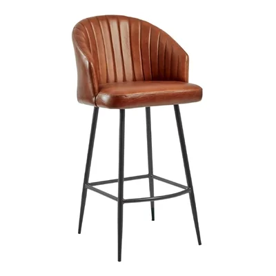 Brooklyn Bruciato Leather Bar Stool Tan - Image 1