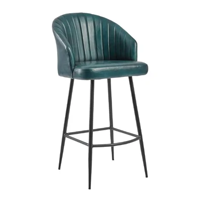 Brooklyn Bruciato Leather Bar Stool Vintage Blue - Image 1