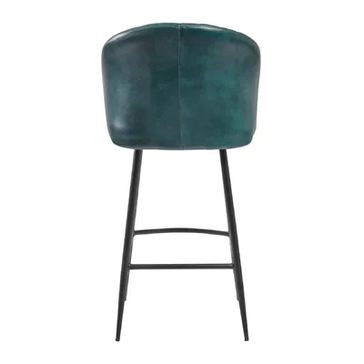 Brooklyn Bruciato Leather Bar Stool Vintage Blue - Image 2