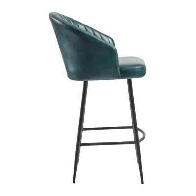 Brooklyn Bruciato Leather Bar Stool Vintage Blue - Image 3