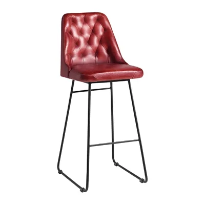 Harland Leather Bar Stool Vintage Red - Image 1