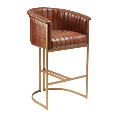 Nolan Leather Bar Stool Pecan Brown - Image 2