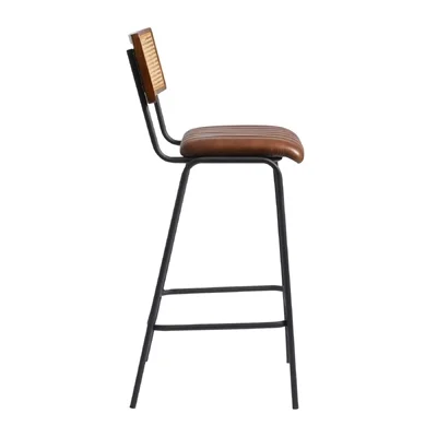Savanna Leather Bar Stool Pecan Brown - Image 3