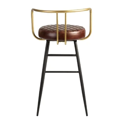 Aulenti Leather Bar Height Cocktail Stool Claret Red - Image 2