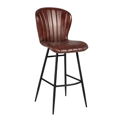 Lars Leather Bar Stool Claret Red - Image 1