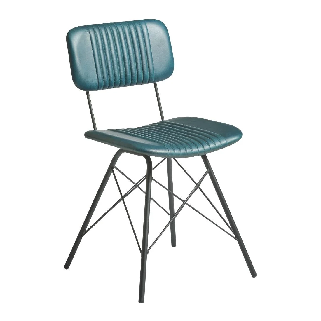 Duke Leather Side Chair Vintage Teal