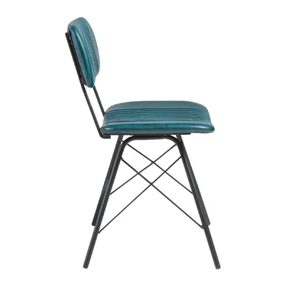 Duke Leather Side Chair Vintage Teal - Image 2