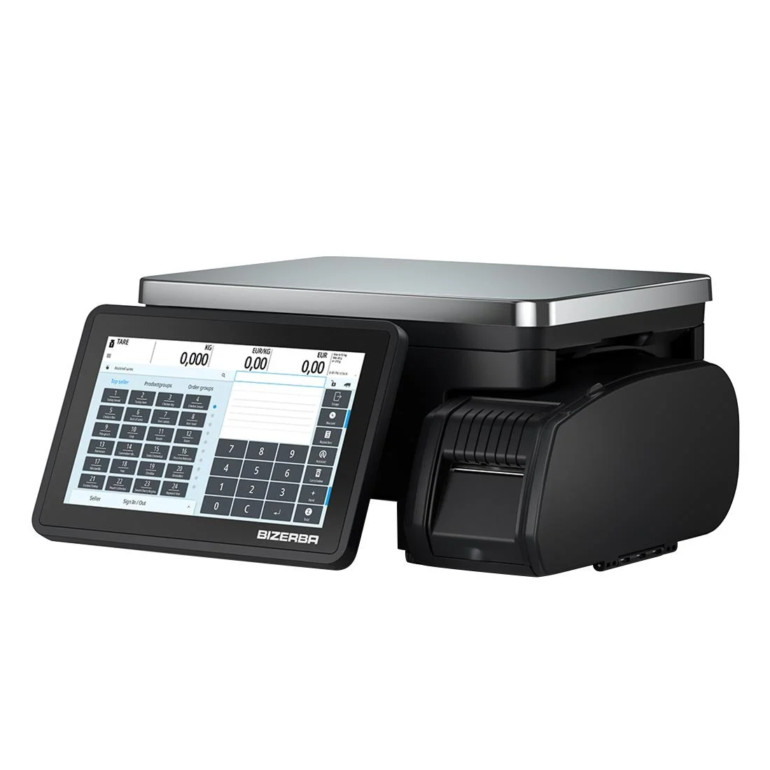 Bizerba Q1 100 Scale. Printer: 2'' Till Receipts / Linerless Labels