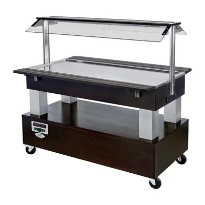 Roller Grill Heated Buffet Unit with Heated Solid Top - Black - Image 1