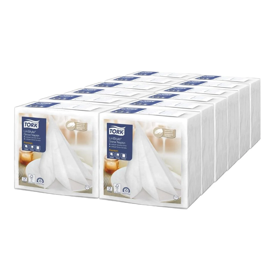 Tork LinStyle Dinner Napkins White 400x400mm (14 Pack) - Image 6