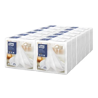 Tork LinStyle Dinner Napkins White 400x400mm (14 Pack) - Image 3