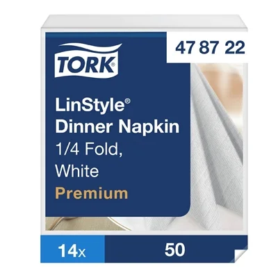 Tork LinStyle Dinner Napkins White 400x400mm (14 Pack) - Image 4