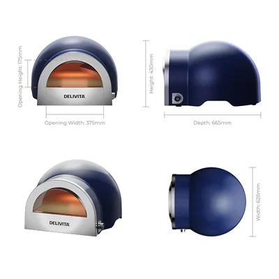 DeliVita Dual Fuel Gas Pizza Oven Jubilee Blue - Image 2