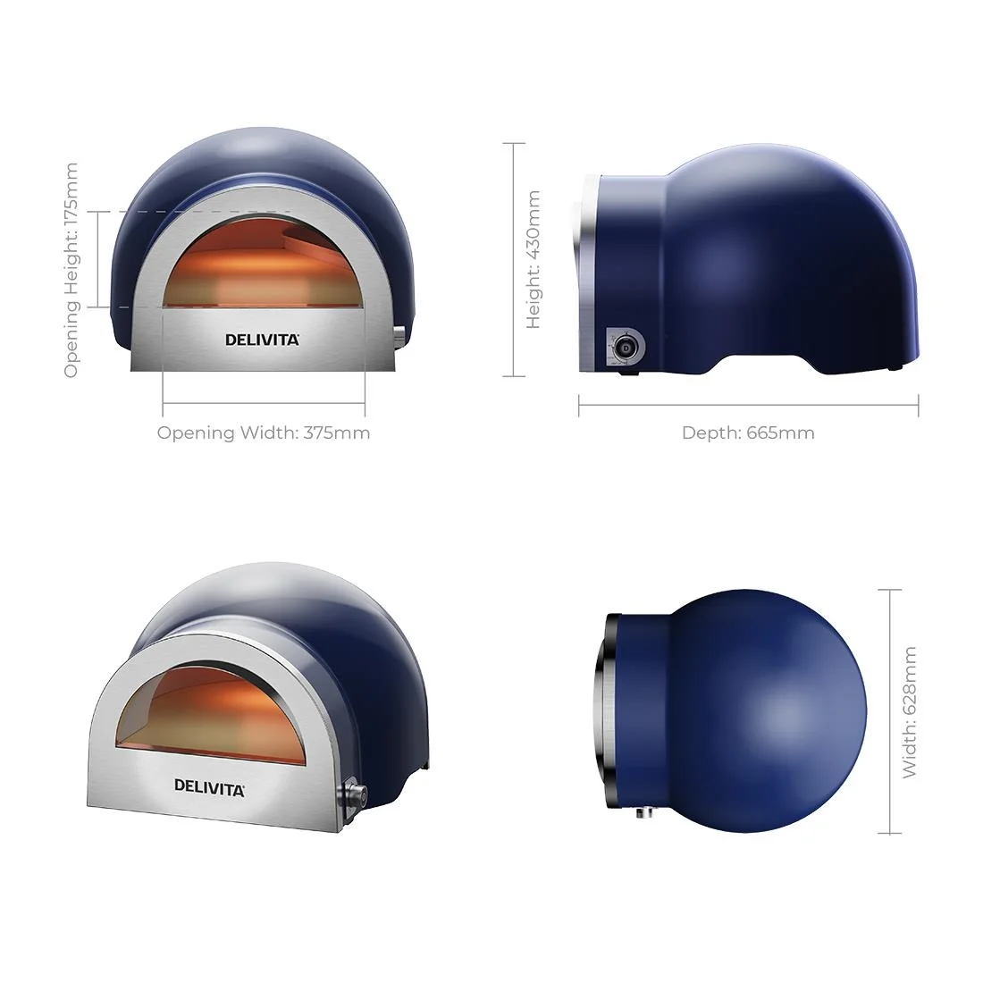 DeliVita Dual Fuel Gas Pizza Oven Jubilee Blue - Image 3