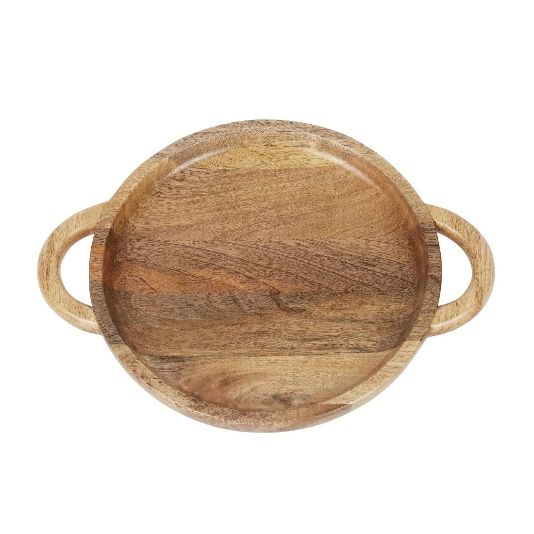 Olympia Mango Wood Round Display Tray with Handles 390x300mm - Image 3