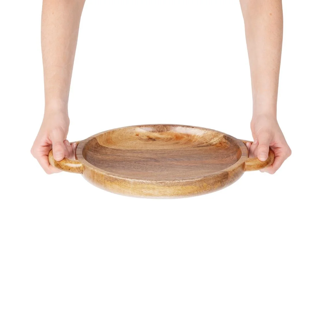 Olympia Mango Wood Round Display Tray with Handles 390x300mm - Image 6