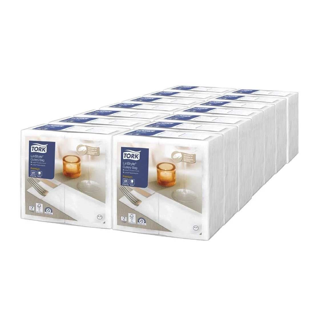 Tork LinStyle Cutlery Bag Napkins White (14 Pack) - Image 4